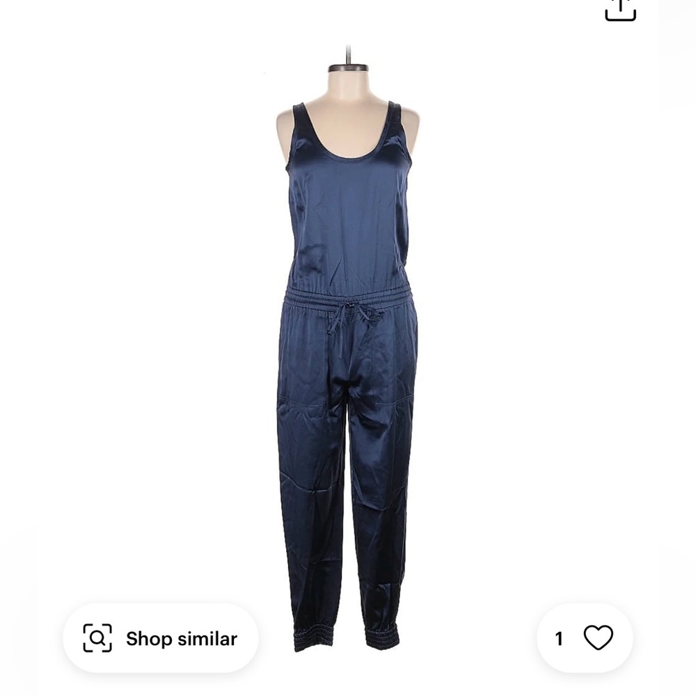 Theory Women’s Navy Silk Jumpsuit Size Medium Blue